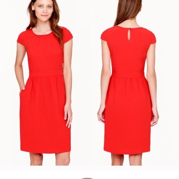 J. Crew Dresses & Skirts - J Crew red cap sleeve crepe dress size 00 (D1)